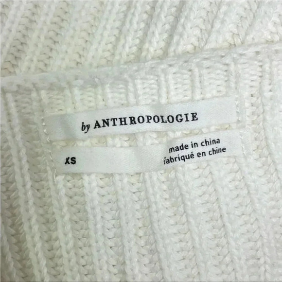 Anthropologie Knit Sweater Tank Top Sz XS Button Front Flutter Sleeve Ivory - Picture 9 of 10